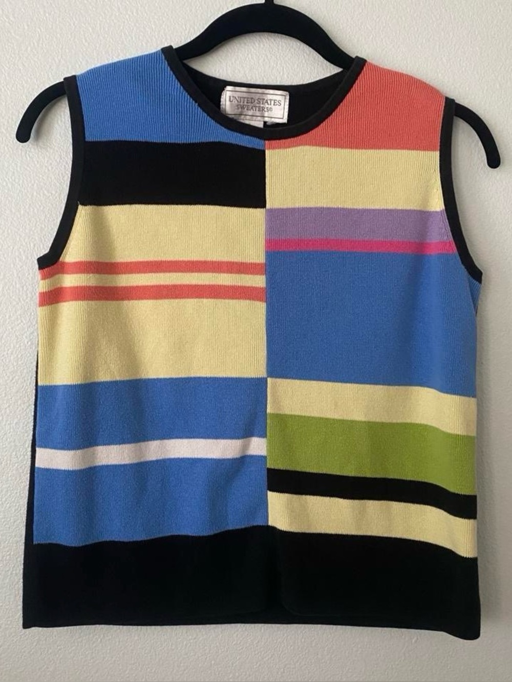 Vintage United States Sweaters Size S 100% Cotton Knit Sleeveless Sweater